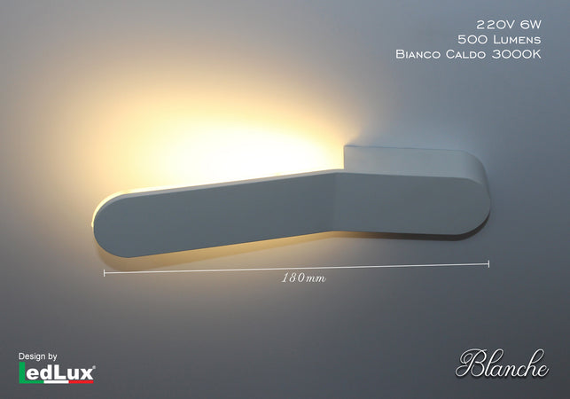 Applique Led Da Parete Modello Blanche Italian Design Moderna 6W Bianco Caldo Ledlux
