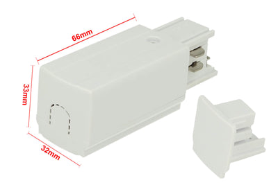 Kit Connettore Alimentazione Destra + Terminale Chiusura Colore Bianco Per Binario Guida Trifase CB40103