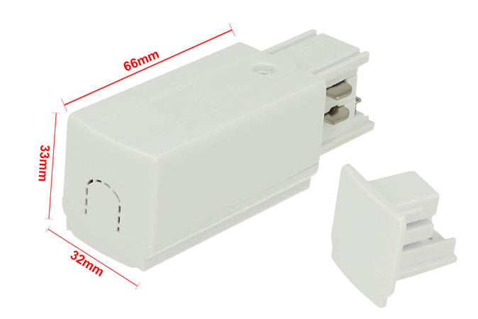 Kit Connettore Alimentazione Destra + Terminale Chiusura Colore Bianco Per Binario Guida Trifase CB40103 Ledlux