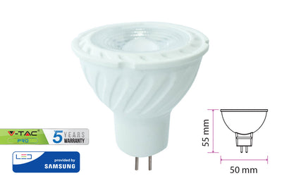 Lampada Led MR16 6,5W 12V 110 Gradi Bianco Caldo 3000K Con Chip Samsung SKU-21204 V-Tac