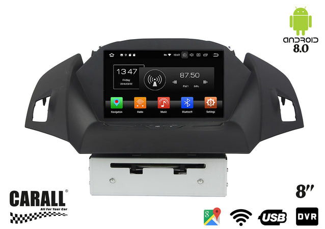 Autoradio Android 8,0 Ford Kuga GPS DVD USB SD WI-FI Bluetooth Navigatore Carall