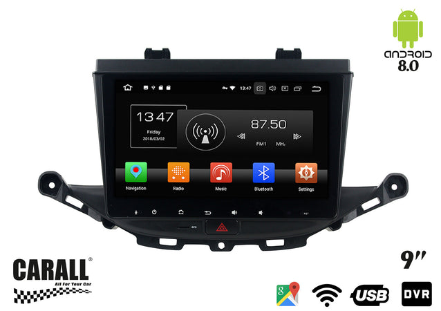 Autoradio Android 8,0 Opel Astra K GPS DVD USB SD WI-FI Bluetooth Navigatore Carall
