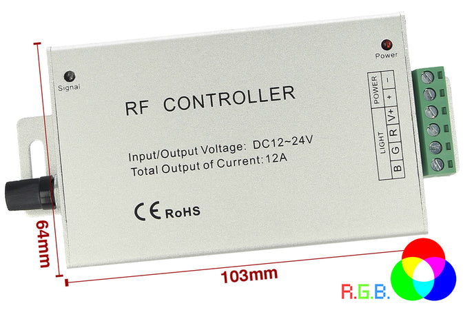 Centralina RF Audio Controller Strip Led RGB Cambio Colore A Ritmo Di Musica DC5V 12V 24V Frequenza 433MHz Telecomando Incluso Ledlux