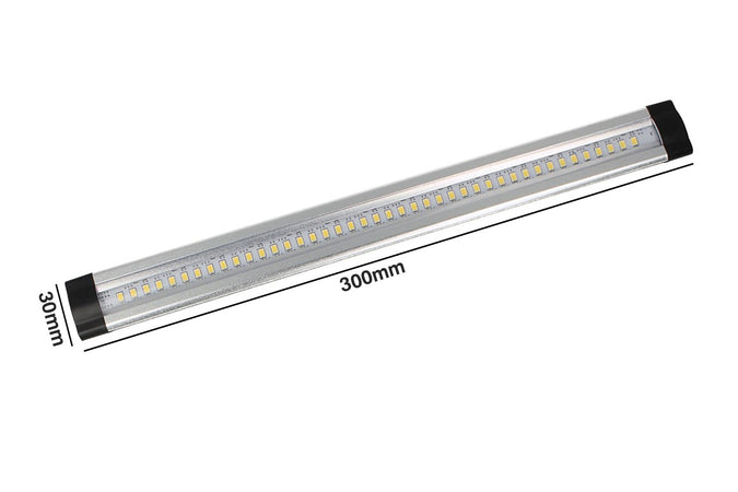 Lampada Barra Led in alluminio 300mm 3W 12V DC Bianco Caldo per Cucina Armadio Corridoio Mensola Vetrina Luci Notte