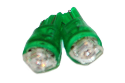 Coppia 2 Lampade Led T10 Con 1 Led F5 Flux Colore Verde Green 12V 0,2W