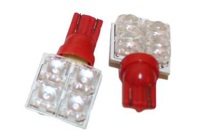 Coppia 2 Lampade Led T10 Con 4 Led F5 Flux Laterale Colore Rosso Red 12V 0,2W Carall