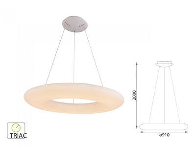 Lampada Led A Sospensione Design Moderno Rotonda Colore Bianco Diametro 910mm 105W 3000K Dimmerabile Triac Dimmer SKU-40101 V-Tac