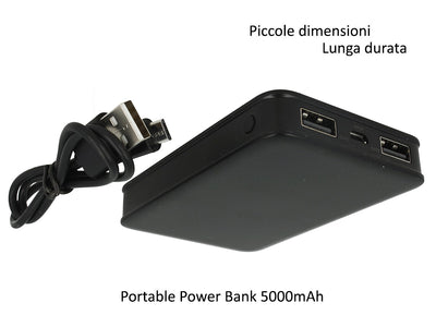 Portable Power Bank 5000mAh Colore Nero Batteria Litio Esterna Portatile Con 2 USB 5V 2,1A SKU-8193