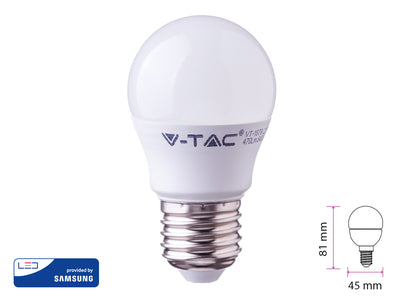 Lampada A Led E27 G45 7W Bianco Caldo Forma Sfera Bulbo Palla Con Smd Samsung SKU-866