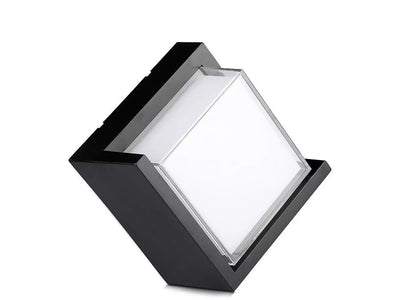 Applique Lampada Led Da Muro Parete Quadrato Neutro 4000K 12W Con Diffusore Semicoperto Colore Nero SKU-8540