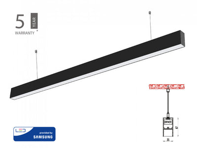 Lampada Led Lineare A Sospensione Slim 120cm 40W Corpo Nero Neutro 4000K Allungabile Chip Samsung SKU-21374