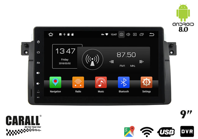 Autoradio Android 8,0 BMW E46 GPS DVD USB SD WI-FI Bluetooth Navigatore Carall