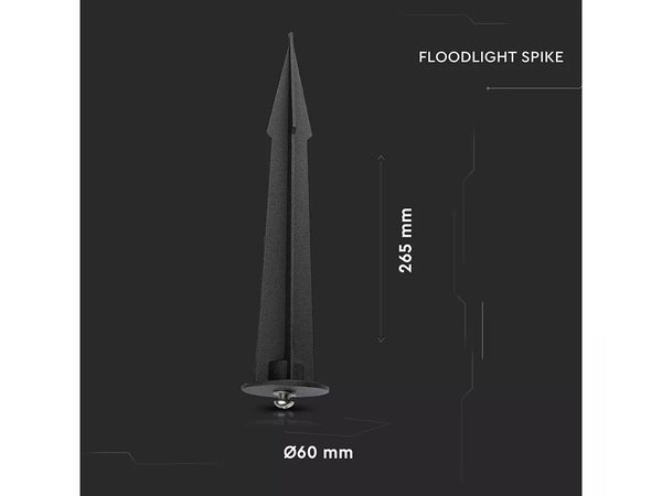 Picchetto in Alluminio per Fari Led Flood Light Colore Nero Modello Grande Diametro 60mm Altezza 265mm SKU-7538 V-Tac