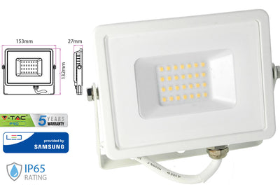 Faro Led Flood Light 20W IP65 Bianco Freddo 6400K Super Slim Chip Samsung Garanzia 5 Anni SKU-444 V-Tac