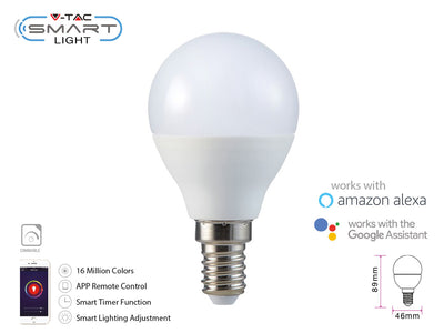 V-TAC Smart Lampada Led Bulb E14 P45 4,5W WiFi RGB CCT Dimmerabile APP Compatible Amazon Alexa Google Home SKU-2756 Illuminazione/Lampadine/Lampadine a LED Scontolo.net - Potenza, Commerciovirtuoso.it