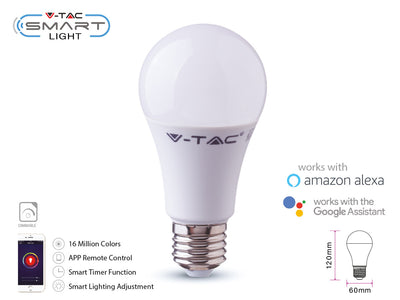 V-TAC Smart Lampada Led Bulb E27 A60 11W WiFi RGB CCT Dimmerabile APP Compatible Amazon Alexa Google Home SKU-212752 Illuminazione/Lampadine/Lampadine a LED Scontolo.net - Potenza, Commerciovirtuoso.it