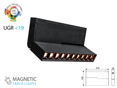 Lampada Led Lineare Regolabile 10X2W 24V Caldo 3000K CRI 90 UGR 19 Per Sistema Binario Magnetico SKU-7964
