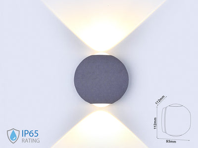 Applique Lampada LED da Muro Palla Sferica 6W 4000K Carcassa Grigia Doppio Fascio Luminoso IP65 SKU-8306 V-Tac
