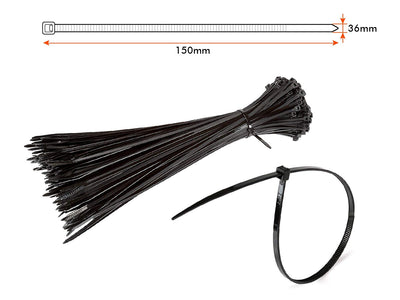 100 Fascette Cablaggio Stringicavo 150X3,6mm Colore Nera Per Legare Fili Cavi Fino Diametro Massimo di 35mm Sandasdon
