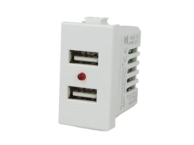 SANDASDON Modulo Caricatore 2 Porte USB 2,1A Bianco Compatibile Con Bticino Matix