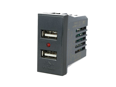 SANDASDON Modulo Caricatore 2 Porte USB 2,1A Nero Compatibile Con Bticino Axolute