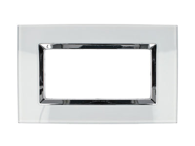 SANDASDON Placca Elegance In Vetro Cristallo Plexiglass Lucido 4M Bianco Compatibile Con Bticino Matix