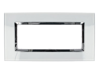 SANDASDON Placca Elegance In Vetro Cristallo Plexiglass Lucido 6M Bianco Compatibile Con Bticino Matix