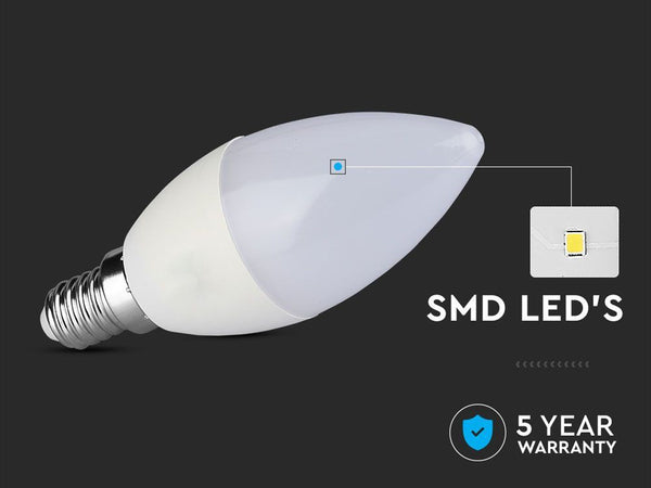 Lampadina LED Chip Samsung E14 C37 5,5W a Candela 3000K Dimmerabile SKU-20045 V-Tac