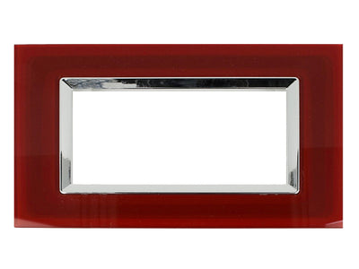 SANDASDON Placca Elegance In Vetro Cristallo Plexiglass Lucido 6M Rosso Pompeiano Compatibile Con Bticino Matix