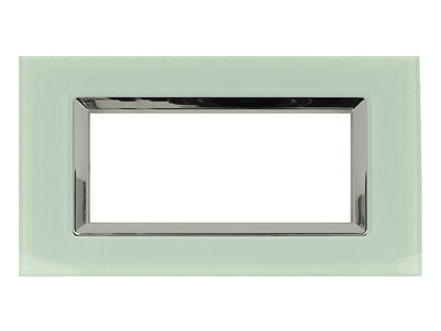 SANDASDON Placca Elegance In Vetro Cristallo Plexiglass Lucido 6M Verde Biancastro Compatibile Con Bticino Matix