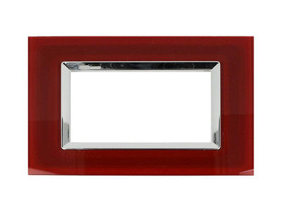 SANDASDON Placca Elegance In Vetro Cristallo Plexiglass Lucido 4M Rosso Pompeiano Compatibile Con Bticino Matix