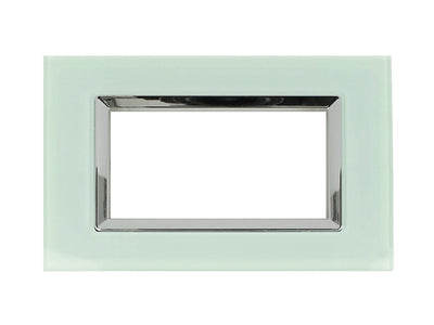 SANDASDON Placca Elegance In Vetro Cristallo Plexiglass Lucido 4M Verde Biancastro Compatibile Con Bticino Matix