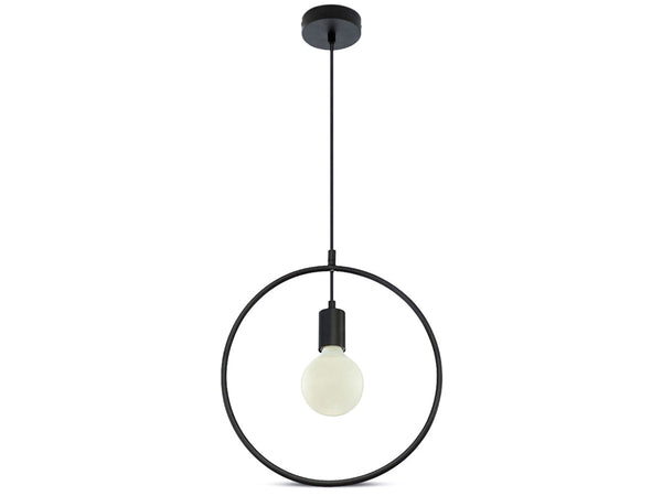 Lampadario a Sospensione Forma Cerchio in Metallo Colore Nero Opaco Con Portalampada E27 Max 60W SKU-3836 V-Tac