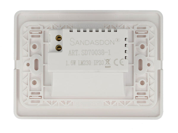 SANDASDON Segnapasso Led Con Sensore Bianco 220V 1,6W Caldo 3500K Per Scatola 503 Compatibile Con Vimar Plana