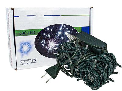 Luci Per Natale Catena 500 Led 40M Colore Blu IP44 Lucciole Decorative Natalizie Con Filo Verde