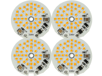 4 PZ Scheda Led AC 220V 5W Bianco Caldo 3000K Piastra Led Plate Modulo Diametro 48mm 40 Smd 2835 Ledlux