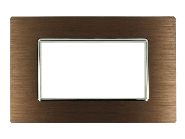 SANDASDON Placca Luxury 4M In Metallo Satinato Colore Brown Marrone Compatibile Con Con Bticino Axolute