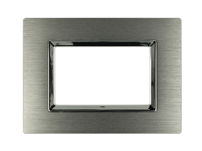SANDASDON Placca Reflex 3M In Metallo Satinato Colore Argento Ossidato Compatibile Con Con Bticino Living