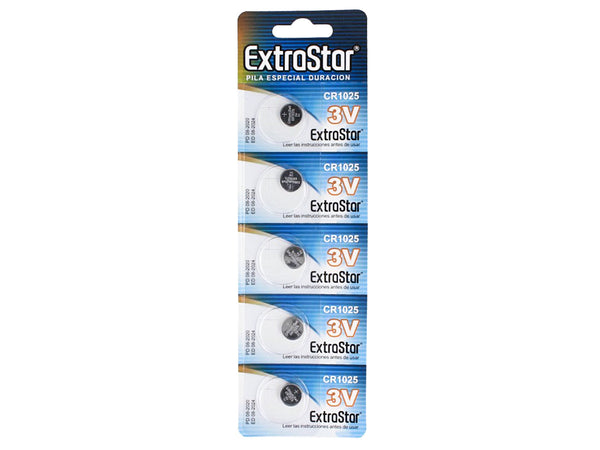 Pila Batteria A Bottone Extrastar CR1025 3V Confezione Da 5 Pile