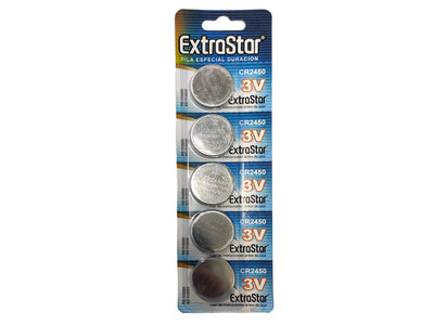 Pila Batteria A Bottone Extrastar CR2450 3V Confezione Da 5 Pile