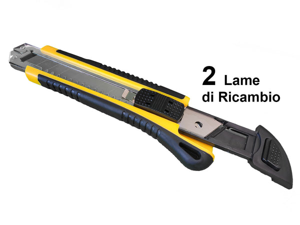 Taglierino Cutter Professionale 18mm + 2 Lama di Ricambio