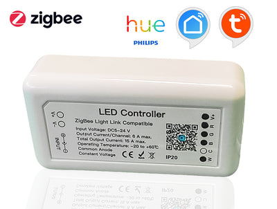 ZigBee Controller 12V 24V 2 Canali Per Striscia Led CCT APP Tuya Compatibile Con Alexa Google Home Ledlux