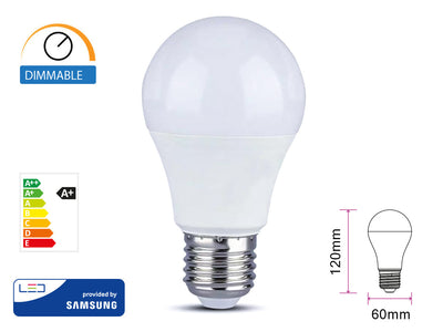 Lampada Led E27 A60 12W 1055 LM Freddo 6400K Dimmerabile Chip Samsung SKU-20185 V-Tac