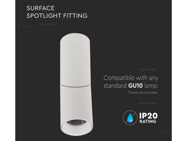 Portafaretto LED Forma Cilindrica Montaggio a Plafone Orientabile GU10 Corpo Bianco SKU-8946 V-Tac