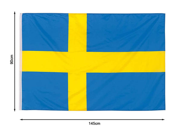 Bandiera Svedese Svezia 145X90cm In Tessuto Poliestere Con Passante Per L'Asta Carall
