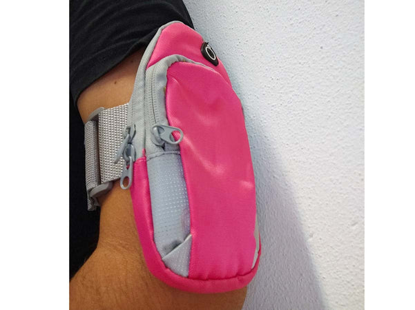 Borsa da Braccio Sportiva Sacchetto Bracciale Porta Cellulare Con Uscita Cavo Auricolari Colore Rosa Ledlux