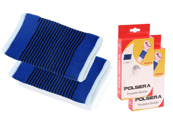 2 Polsiere Colore Blu Fascia da Polso Elastica Per Sport Palestra Lavoro