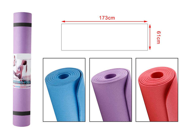 Tappetino Yoga e Fitness Spessore 4mm Morbido TPE 173X61X0,4cm Colore Assortito