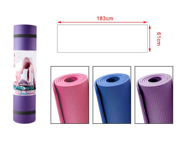 Tappetino Yoga e Fitness Spessore 8mm Morbido TPE 173X61X0,8cm Colore Assortito