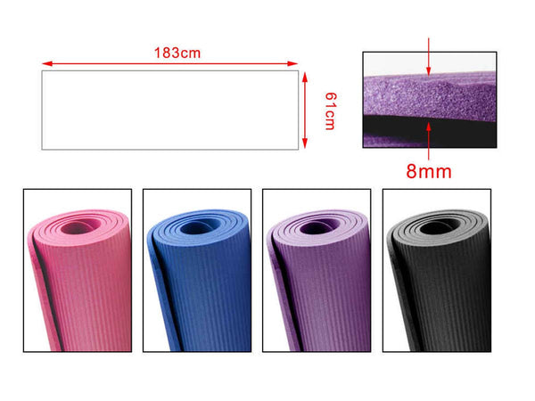 Tappetino Yoga e Fitness Spessore 8mm Morbido TPE 173X61X0,8cm Colore Assortito Zorei